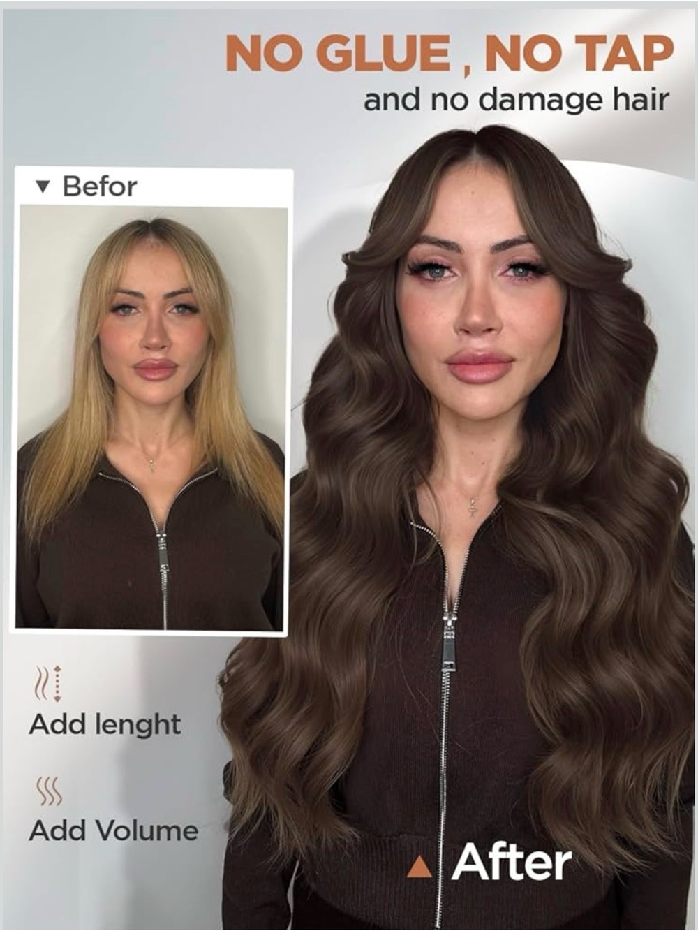 Butterfly Human Hair Extensions, Double Invisible Weft 100% Remy Human Hair - Picture 5 of 10